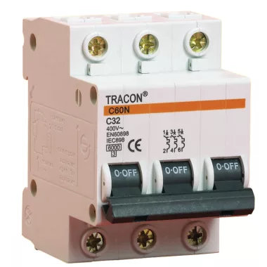 TRACON C60N 3P 4A C Kismegszakító, 3 pólus, C karakterisztika 4A, 6kA (C60N 3P C4A)
