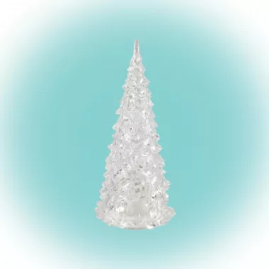 HOME CDM 12 LED-es asztali akril dísz, fenyőfa, színváltó, 5.5x12 cm