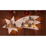 TRACON CHRBSTWW13WW LED karácsonyi csillag tájképpel, fehér, fa, elemes (X22092) Timer 6+1