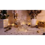   Tracon CHRSTG20GWW LED karácsonyi csillag, arany,fém, elemes Timer 6+18h, 20LED, 3000K, 2xAA