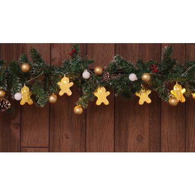 TRACON CHRSTGMGM10WW LED karácsonyi lánc, mézeskalács, fém, elemes (X22061) Timer 6+18h,10