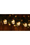 TRACON CHRSTHWW10WW LED karácsonyi lánc, házikó, fehér, fa, elemes (X22058) Timer 6+18h,10LED, 3000K, 2xAA