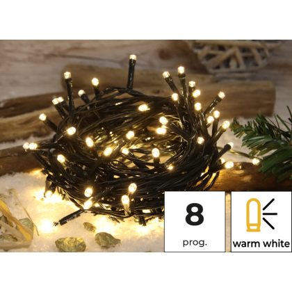   TRACON CHRSTOP200WW Karácsonyi programozható fényfüzér, kültéri/beltéri (X22017) 230VAC, 5+20M, 200LED, 6W, 2600-2700K, IP44