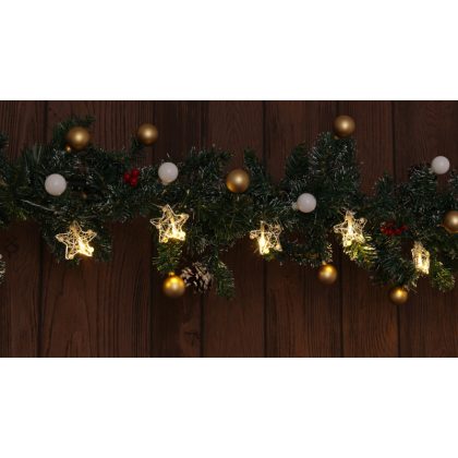   TRACON CHRSTSTA10WW LED karácsonyi lánc, csillag,fém, elemes (X22059) Timer 6+18h,10LED, 3000K, 2xAA