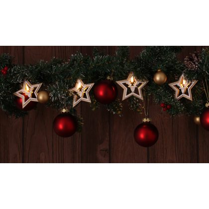   TRACON CHRSTSTW10WW LED karácsonyi lánc, csillag,szarvas, fa, elemes (X22052) Timer 6+18h, 10LED, 3000K, 2xAA