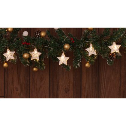   TRACON CHRSTSTWM10WW LED karácsonyi lánc, csillag,fehér, elemes (X22053) Timer 6+18h,10LED, 3000K, 2xAA