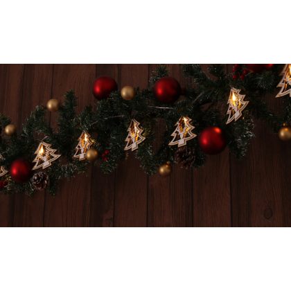   TRACON CHRSTTRW10WW LED karácsonyi lánc, fenyő, szarvas, fa, elemes (X22055) Timer 6+18h,10LED, 3000K, 2xAA