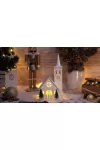 TRACON CHRWHCHW4WW LED karácsonyi templom, fa, fehér, elemes (X22077) Timer 6+18h,4LED, 3000K, 3xAA