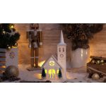 TRACON CHRWHCHW4WW LED karácsonyi templom, fa, fehér, elemes (X22077) Timer 6+18h,4LED, 30