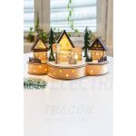   Tracon CHRWHVIL7WW LED karácsonyi falu, fa, elemes Timer 6+18h,7LED, 3000K, 2xAA