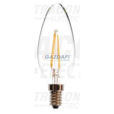 TRACON COGC372W COG LED gyertya fényforrás, átlátszó 230 VAC, E14, 2 W, 200 lm, C37, 3000K