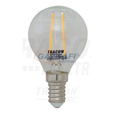 TRACON COGP452W COG LED gömb fényforrás, átlátszó 230 VAC, E14, 2 W, 200 lm, P45, 3000K