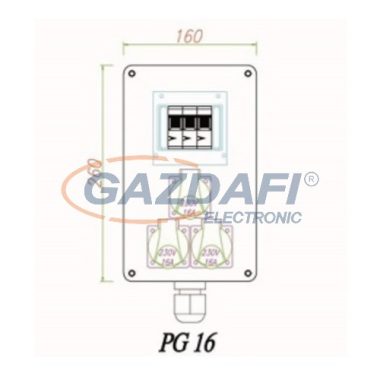 CSATÁRI PLAST CSE 003 3x230V+km Elosztószekrény, 160x260x90mm