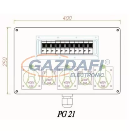   CSATÁRI PLAST CSE 108 2x230V+3x5P16A+km Elosztószekrény, 400x250x120mm
