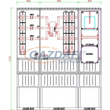 CSATÁRI PLAST PVT K-L 400S2T 150/5 ÁV, Áramváltós mérőhely, 1465x320mm CSATÁRI PLAST PVT K-L 400S2T 150/5 ÁV, Áramváltós mérőhely, 1465x320mm