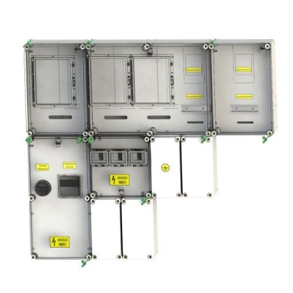   CSATÁRI PLAST PVT Á-V-Hv Fm-CSF50 Egy felhasználási helyes M63.80A, V32A és Hv32A mérés, szabadvezetékes, felületre szerelt kivitelben, csatlakozó főelosztóval