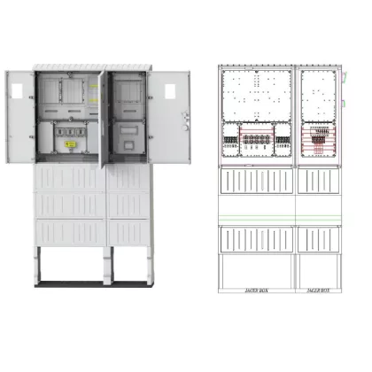   CSATÁRI PLAST PVT-K-L Á-V-Hv Fm-Fi Egy felhasználási helyes M63.80A, V32A és Hv32A mérés, földkábeles, szabadon álló kivitelben, fogyasztói főelosztóval