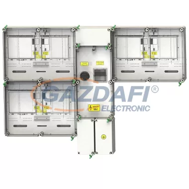 CSATÁRI PLAST PVTCS 2-3 Á-V Két-három felhasználási helyes M63A és V32A csoportos mérés rendszer, felületre szerelt kivitelben, túlfeszültség levezetővel, tűzeseti leválasztóval