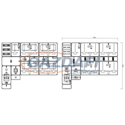   CSATÁRI PLAST PVTCS 4 Á-V+KFM Négy felhasználási helyes M63A és V32A csoportos mérés rendszer, felületre szerelt kivitelben, túlfeszültség levezetővel, tűzeseti leválasztóval