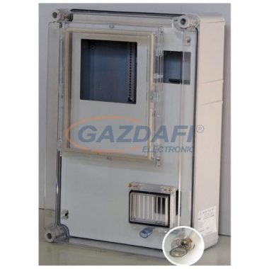 CSATÁRI PLAST PVT 3045 egyfázisú (H) tarifás fogyasztásmérő EM ablakkal, kulcsos zárral, 300x450x170mm