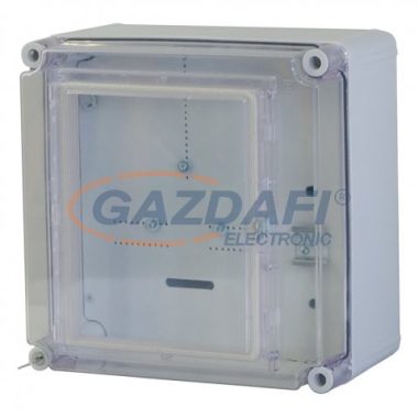 CSATÁRI PLAST PVT EON 3030–1Fm-AM egyfázisú fogyasztásmérő EM ablakkal, kulcsos zárral, 300x300x170mm, alsó maszkkal