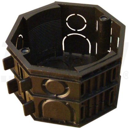  TRACON D70/8 Perforált szerelvénydoboz süllyesztett, nyolcszögletű,fekete 72×72×46mm, IP44, 100 db/csomag