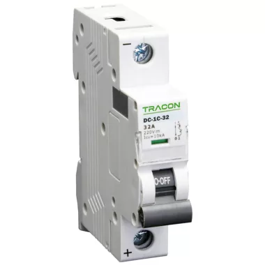 TRACON DC 1P 25A C Egyenáramú kismegszakító PV rendszerekhez, 1 pólus, C kar. 25A, 220V DC (DC 1P C25A) TRACON DC 1P 25A C Egyenáramú kismegszakító PV rendszerekhez, 1 pólus, C kar. 25A, 220V DC (DC 1P C25A)