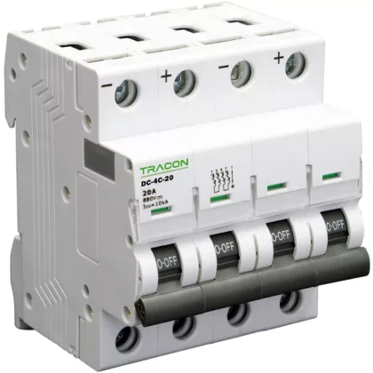   TRACON DC 4P 20A C Egyenáramú kismegszakító PV rendszerekhez, 4 pólus, C kar. 20A, 880V DC (DC 4P C20A)