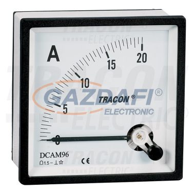 TRACON DCAM96-20 Analóg egyenáramú ampermérő közvetlen méréshez 96×96mm, 20A DC
