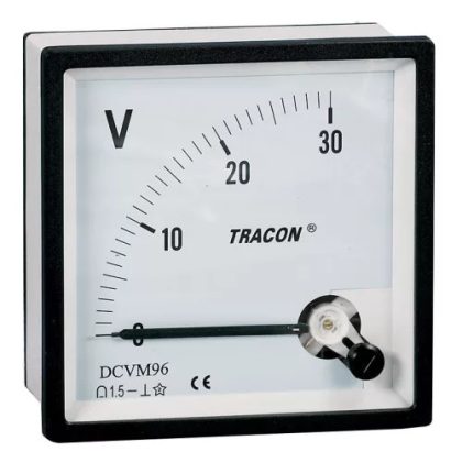   TRACON DCVM48-400 Analóg egyenáramú voltmérő 48×48mm, 450V DC