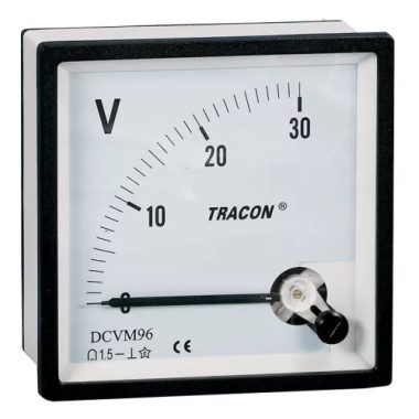 TRACON DCVM96-400 Analóg egyenáramú voltmérő 96×96mm, 450V DC