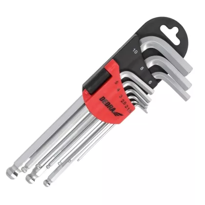   DEDRA 06F211 Hosszú imbuszkulcsok golyó 1.5-10mm készlet 9db, CRV