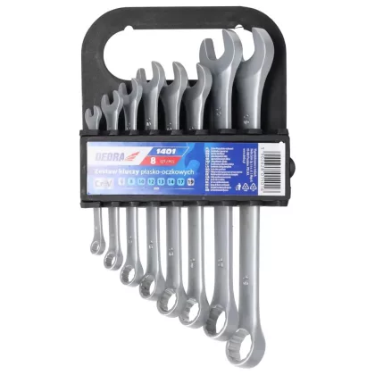 DEDRA 1401 Gyűrű-villáskulcs készlet , 8db, CrV, 6, 8, 10, 12, 13, 14, 17, 19mm