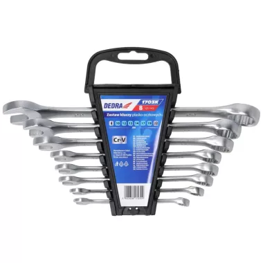 DEDRA 1703K Lapos - gyűrűskulcs készlet, CrV, 8,10,12,13,14,17,19,22mm