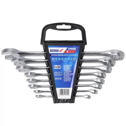   DEDRA 1703K Lapos - gyűrűskulcs készlet, CrV, 8,10,12,13,14,17,19,22mm