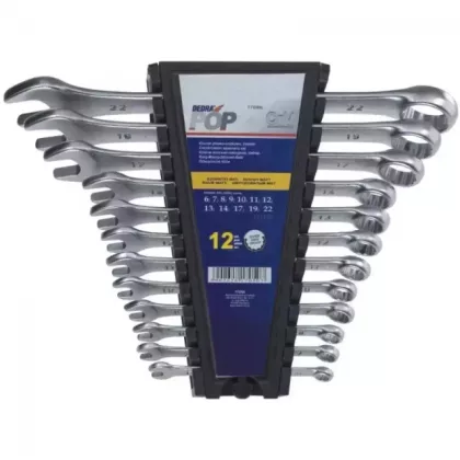   DEDRA 1705K Lapos - gyűrűskulcs készlet, CrV, 6,7,8,9,10,11,12,13,14,17,19,22mm