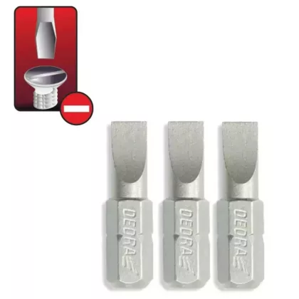   DEDRA 18A00SL550-03 Csavarhúzó bitek lapos SL 5.5x25mm, 3db blister