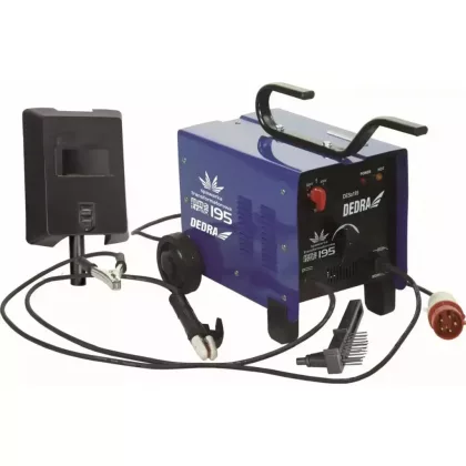   DEDRA DESA195 Transzformátoros hegesztőgép 180A 230V/400V, ipari dugó, forrasztókábel, elektródatartó, védopajzs, kefe, kalapács