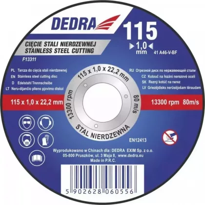 DEDRA F13322 125x1,5x22,2 rozsdamentes acélra