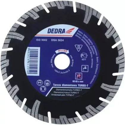 DEDRA H1198E Turbo-T gyémánttárcsa 250mm/25,4