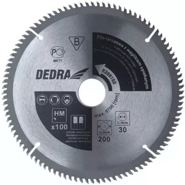 DEDRA H200100 Karbidlapkás körfűrészlap színesfémhez 200x100x30
