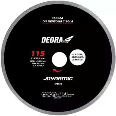 DEDRA HP2104E Folyamatos vágóélű gyémánttárcsa csempe 180/25,4mm Dynamic