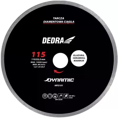 DEDRA HP2107E Folyamatos vágóélű gyémánttárcsa csempe 250/25,4mm Dynamic