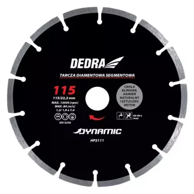DEDRA HP2117E Szegmentált gyémánt csiszolótárcsa 250/25,4mm Dynamic