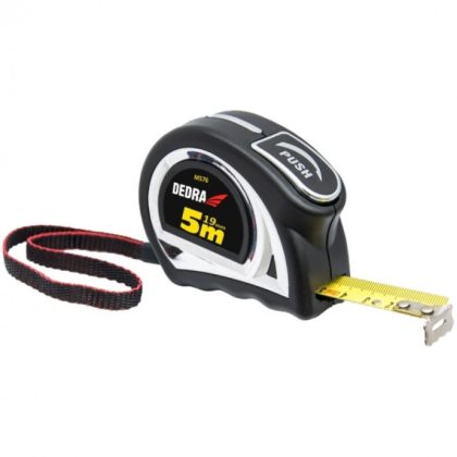DEDRA M376 3m/25mm mérőszalag, gumi borítással, nylon szalag, akasztó