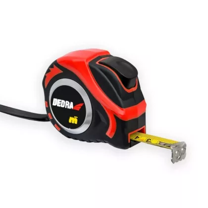   DEDRA M391P 3m/16mm mérőszalag, piros, automata blokkolás, mágnes, kétoldalas szalag, nylon, bliszter
