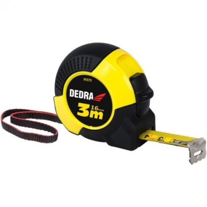 DEDRA M875P 8m/25mm mérőszalag, gumi borítással, nylon szalag, akasztó