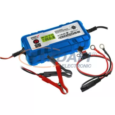 DEDRA DEPM010 Akkumulátor töltő 6/12V, 4-120Ah, 2A/4A, LCD