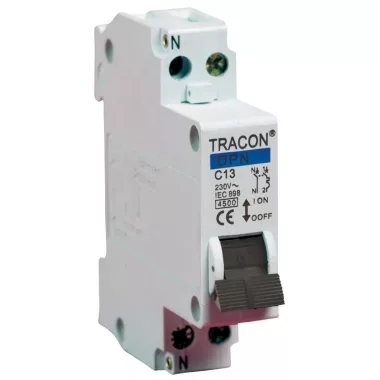TRACON C60N 1P+N 32A C Kismegszakító, 1+N pólus, C karakterisztika 32A, 4,5kA (C60N 1P+N C32A)