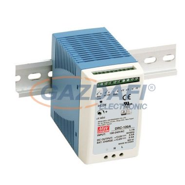 Mean Well DRC-100B Kétkimenetes sínre pattintható tápegység és akkumulátor töltő, 100 W